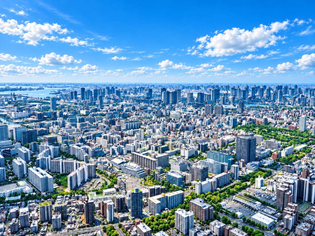 深川の街並みと水辺をイメージした風景