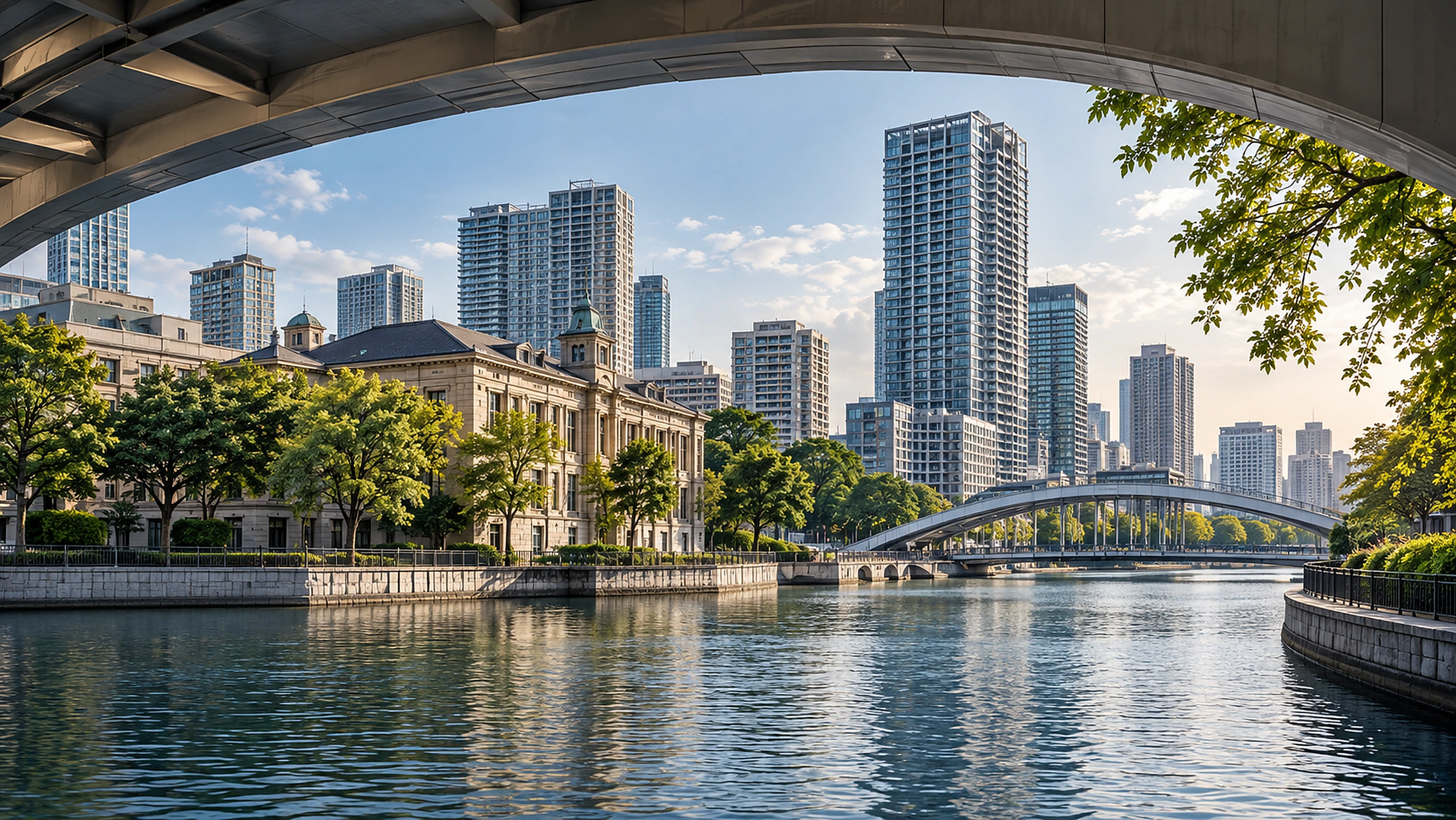 深川の水辺と都市景観をイメージした風景